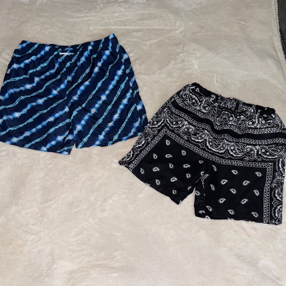Blue Tie-Dye and Black Paisley Women's Shorts